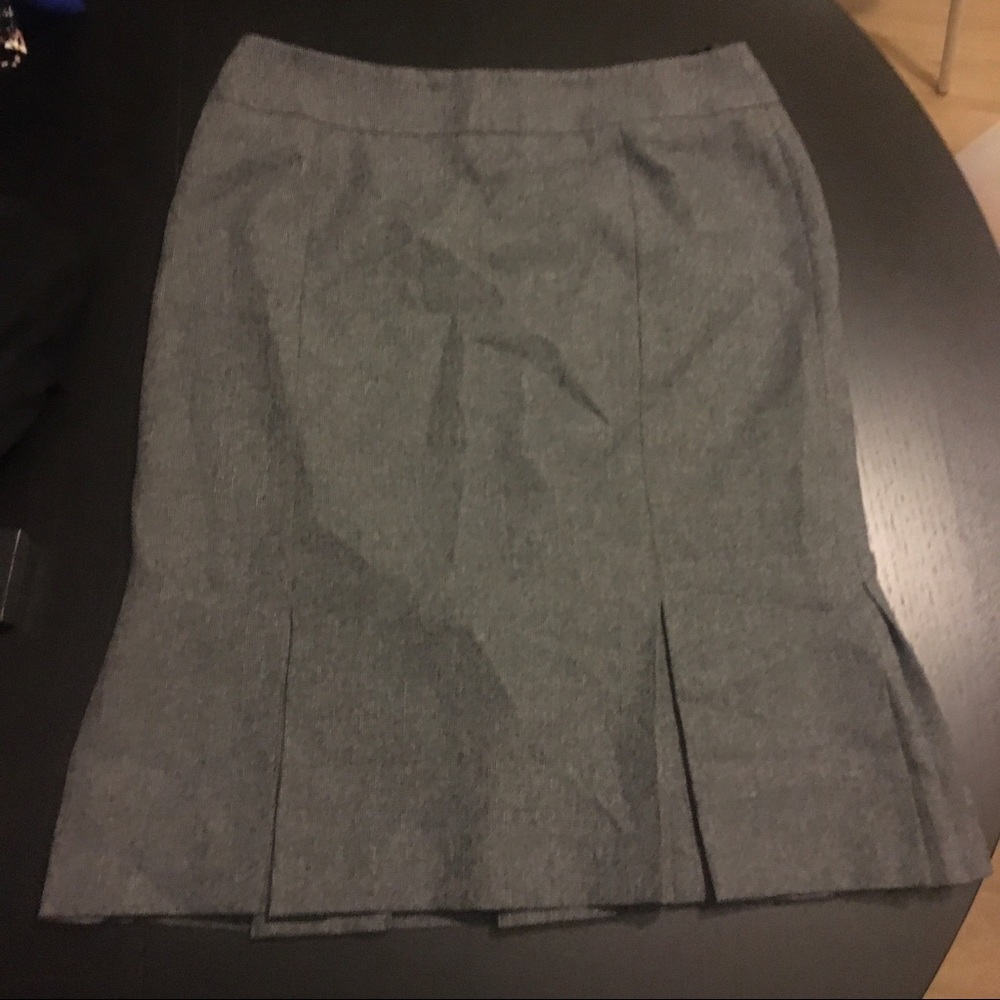 Grey Kasper Pencil Skirt with Bottom Pleats